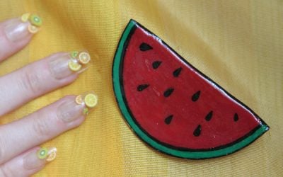 DIY Resin Watermelon Shrinky Dink Zac Posen Brooch