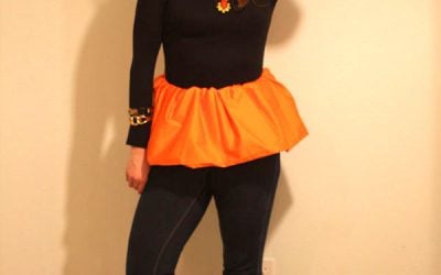 1.24.12 Outfit: Orange Peplum and Beat-Up Sneaks