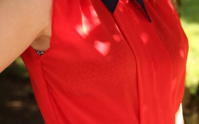 DIY Colorblock Collar Chiffon Top: A Goodwill Find Upcycled!