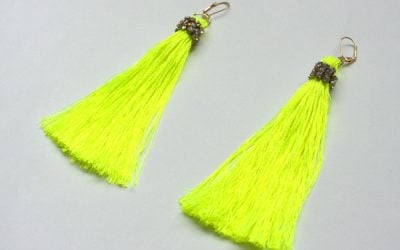 DIY Rhinestone-Wrapped Neon Tassel Earrings
