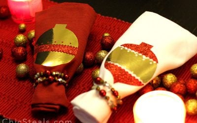 DIY Glittery Holiday Christmas Ornament Napkins with Tulip Shimmer Sheets