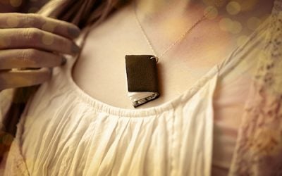 DIY His and Hers Leather-bound Mini Book of Love Necklace and Keychain for Valentine’s Day