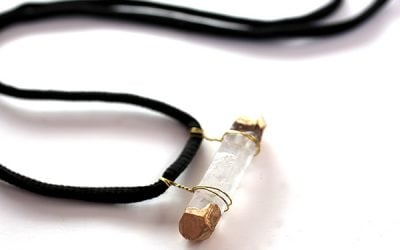 DIY Gold-Dipped Wire-Wrapped Quartz Necklace