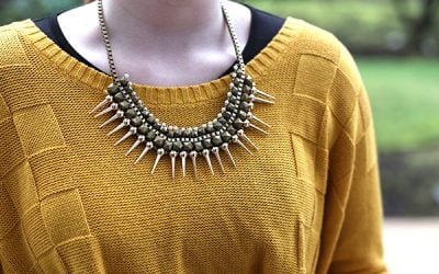 DIY Spike Beaded Woven Choker Necklace