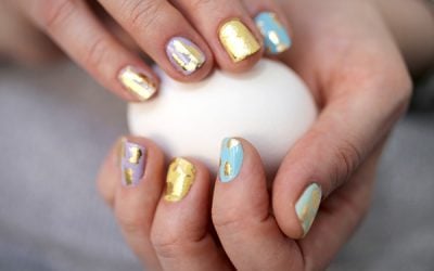 DIY Gold-Speckled Easter Egg Nails
