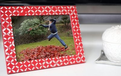 DIY Patterned Silver Leaf Photo Frame with Mod Podge Stencils