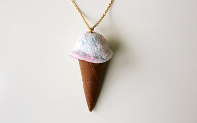 DIY Summer Ice Cream Necklace with Polyform Souffle Clay