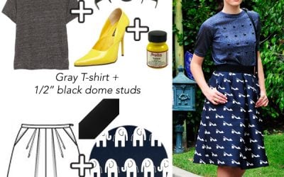 DIY That Style! Emmy Rossum’s Studded Tee and Print Skirt