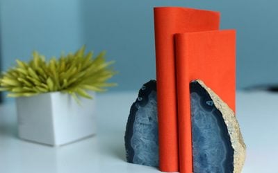 DIY Gold-Painted Agate Bookends